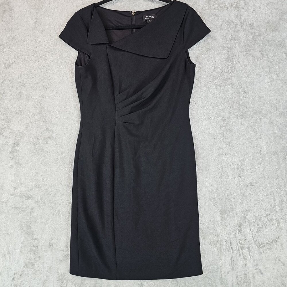 Tahari Black Cap-Sleeve Sheath Dress